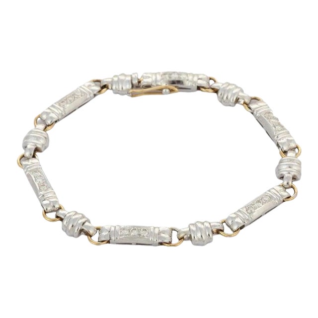 Art Deco 18k White Gold Diamond Men's Bracelet Gift For Sale