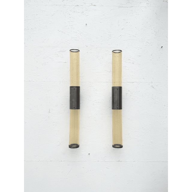Wall Sconces in Metal and Murano Glass, 1980, Set of 2, in Very Good conditions. Designed 1980 to 1989 Up to 250V...