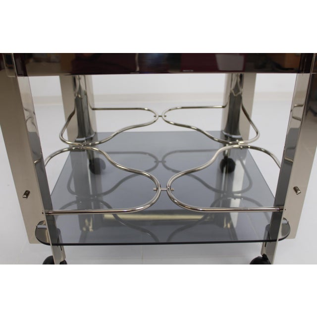 Chrome and Glass Serving Trolley, 1970s For Sale - Image 11 of 15