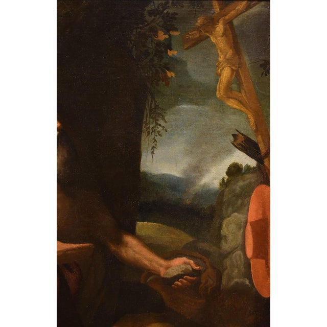 Workshop of Alessandro Bonvicino / Il Moretto, Saint Jerome, 1550, Oil on Canvas For Sale - Image 12 of 16