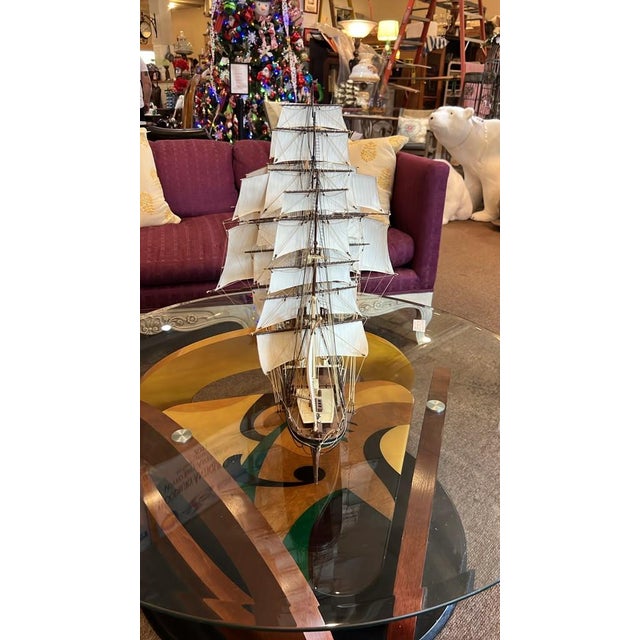 Handcrafted Detailed Wooden "Cutty Sark" Clipper Ship Model - 37" For Sale In Philadelphia - Image 6 of 6