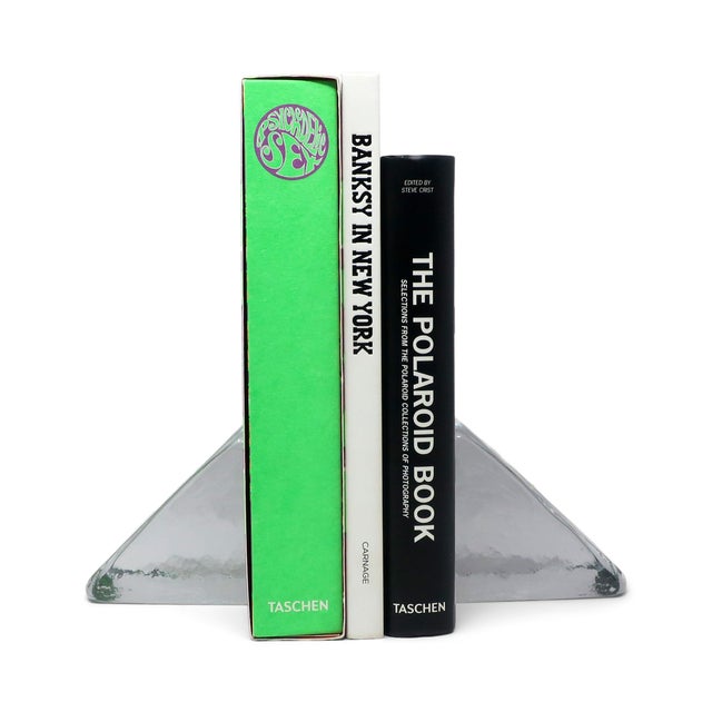 Vintage Triangular Cast Glass Bookends by Blenko For Sale In New York - Image 6 of 10