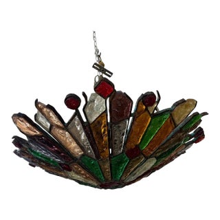 1960s Italian Brutalist Chandelier by Longobard for Poliarte For Sale