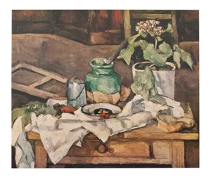 1940s Paul Cezanne "Pot of Flowers on a Table" First Edition Vintage Swiss Lithograph