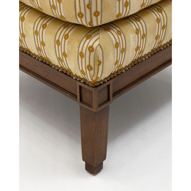 Chuck Baker High Back Upholstered Baker Style Accent Slipper Chair For Sale - Image 4 of 7