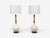 Mid-Century Modern 1950s American Modern, Large Table Lamps, Porcelain, Walnut, Brass For Sale - Image 3 of 12