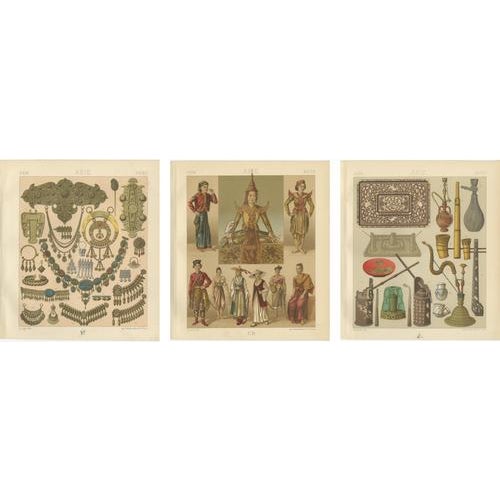 Asian Costume & Decorative Arts Lithographs, Paris, 1888, Set of 3 For Sale - Image 9 of 9