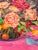Vibrant Oil Painting, Bouquet of Ranunculus and Oranges, Margaret Owen (20th Century) For Sale - Image 4 of 11