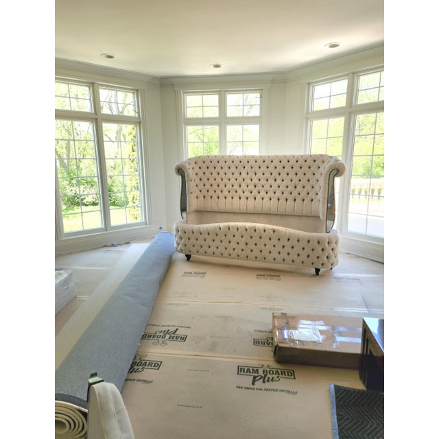 Transitional Bridgitte Ivory Mirror Bed by Haute House - King Size For Sale - Image 3 of 9