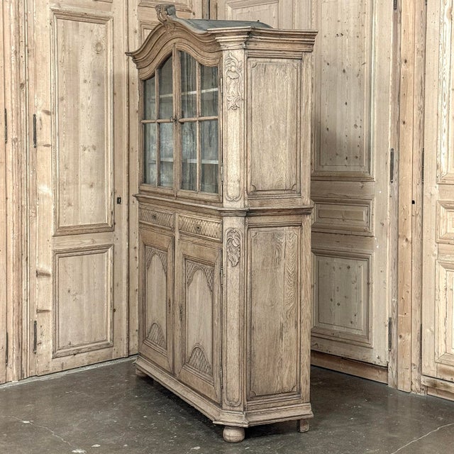 18th Century Rustic Belgian Regence Stripped Oak Bookcase Cabinet For Sale - Image 11 of 18