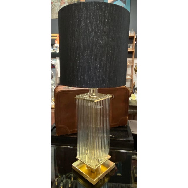 Gaetano Sciolari Brass and Glass Rod Table Lamp C.1970s For Sale - Image 10 of 10