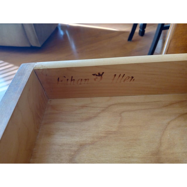 1970's Ethen Allen Early American Solid Maple Drop-Leaf Tea Cart For Sale - Image 10 of 12