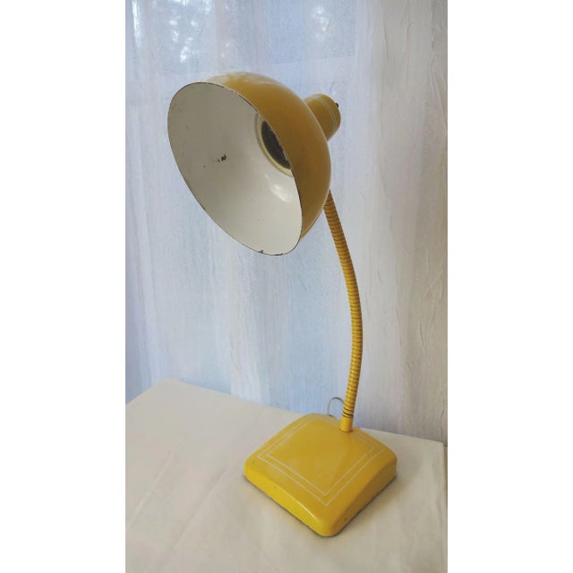 Metal Yellow Enameled Gooseneck Desk Lamp For Sale - Image 7 of 12