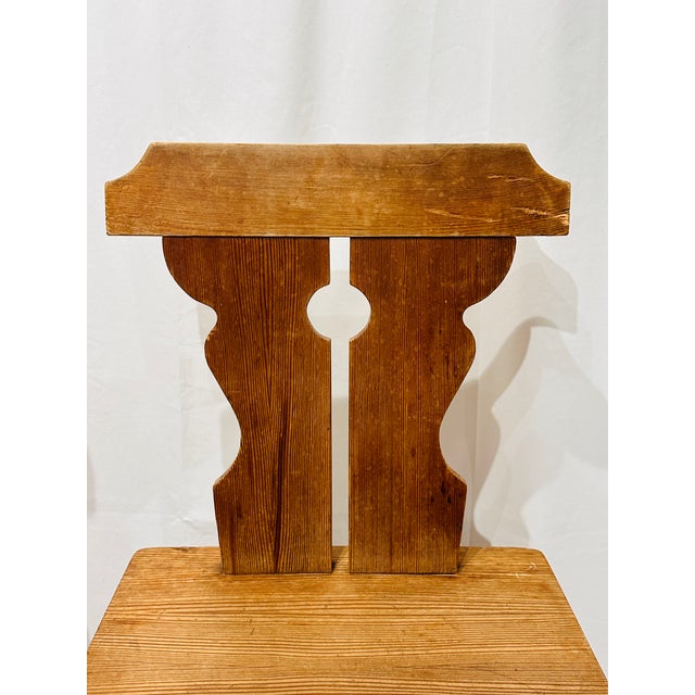 Brown Pair Antique Swedish Brettstuhl Pine Chairs For Sale - Image 8 of 8