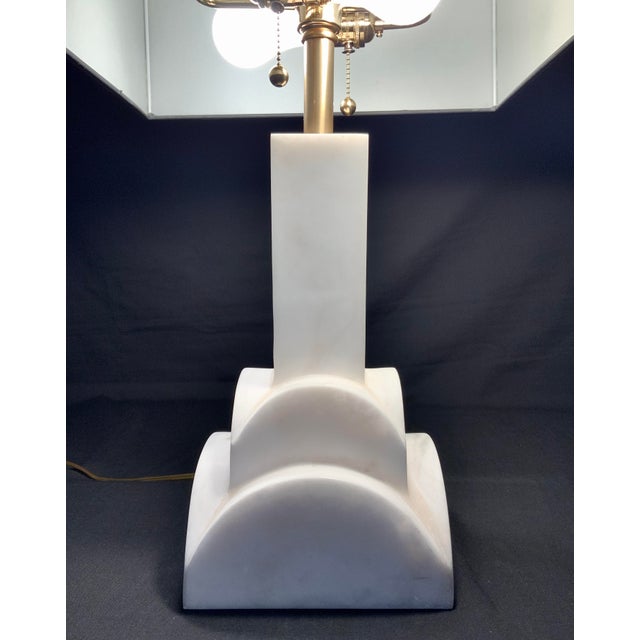 Late 20th Century Frederick Cooper Art Deco Marble Table Lamp For Sale - Image 9 of 12