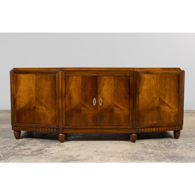 1930s 1930s French Art Deco Walnut Partner Desk With Leather Top For Sale - Image 5 of 18