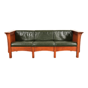 Stickley Style Mission Oak Arts and Crafts Spindle Settle Sofa