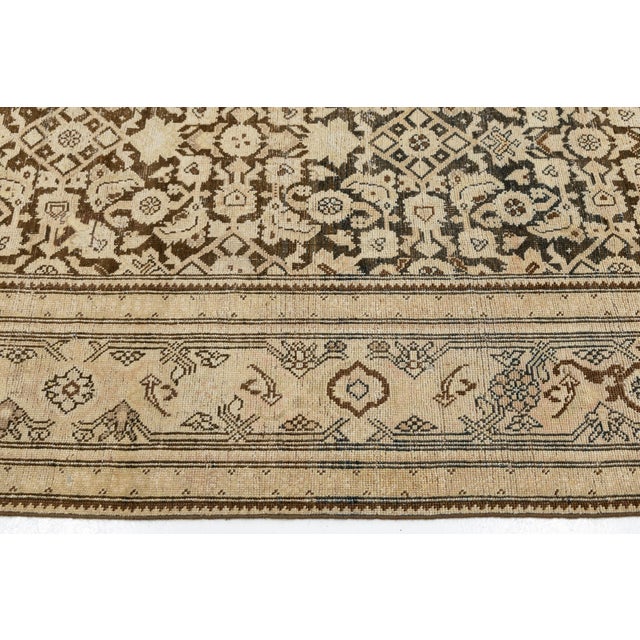 Textile Antique Malayer Runner Rug With Allover Herati Design, Neutral Muted Earth Tones For Sale - Image 7 of 12