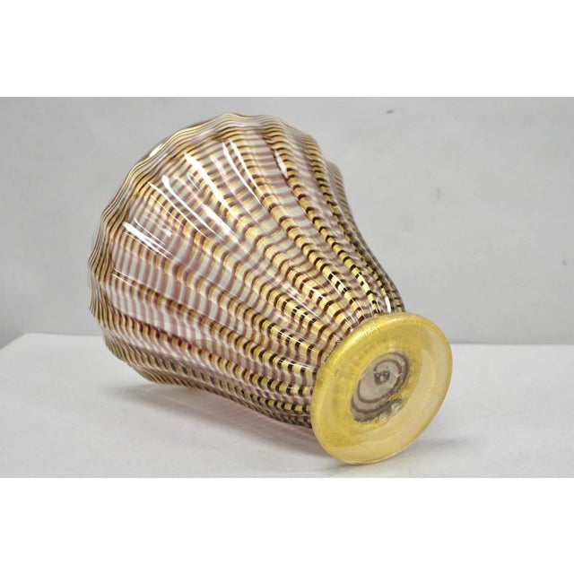 Mid 20th Century Ercole Barovier Zebrato Murano Art Glass Vase Zebrati for Ferro Toso Barovier For Sale - Image 12 of 14