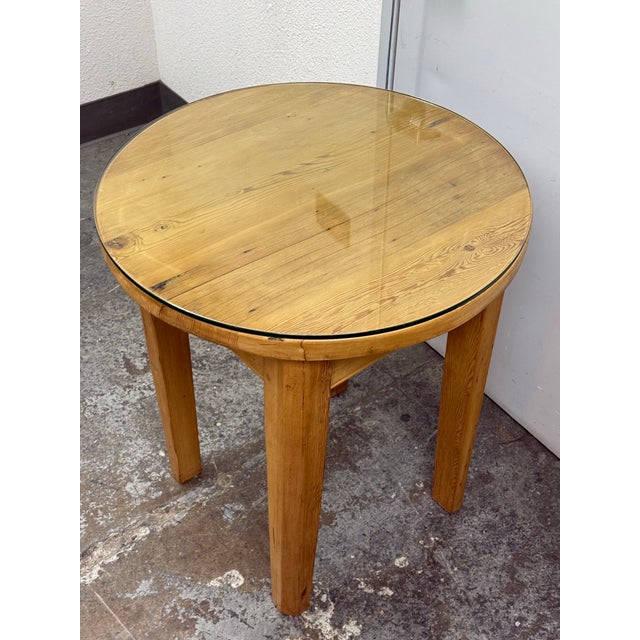 Brown Custom Design Pine + Glass Side Table For Sale - Image 8 of 12