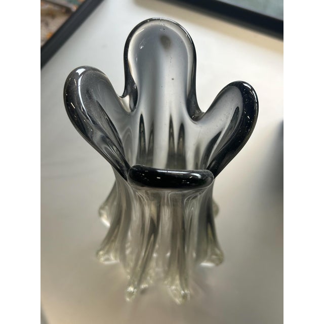 Sommerso Murano Glass Flower Shape Vase, 1970s For Sale - Image 4 of 7