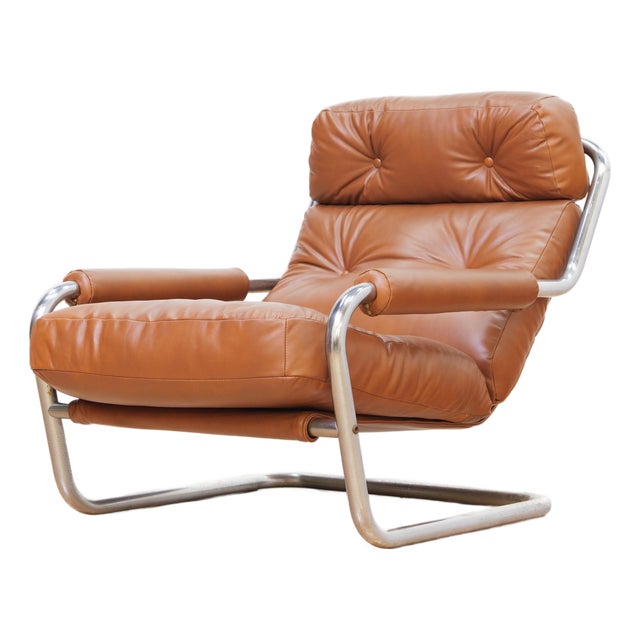 1970s Post Modern Chrome & Leather Attributed to Jan Des Bouvrie for Gelderland For Sale