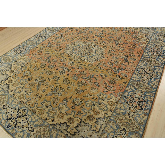 Farmhouse Najafabad Rug 8’10” X 11’4” Orange Wool Vintage Distressed Hand-Knotted Carpet For Sale - Image 3 of 15
