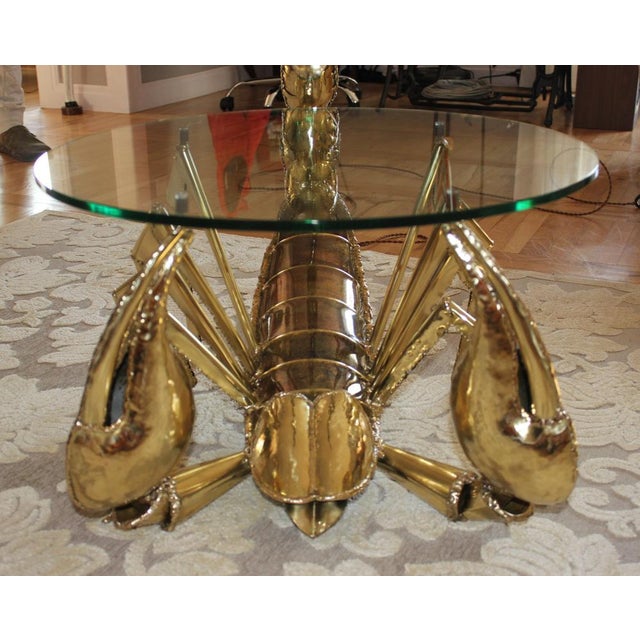 Illuminated Brass Scorpion Coffee Table by Jacques Duval-Brasseur, 1970s For Sale - Image 6 of 18