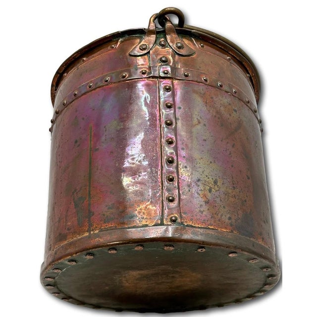 Metal Outstanding & Rare Large Antique American Hand Wrought Heavy Solid Copper Farm Utility Pail - Bucket Dated 1849 For Sale - Image 7 of 18