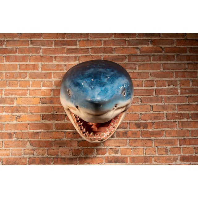 Nautical Oversized Hand-Painted Great White Shark Head Wall Mount For Sale - Image 3 of 8