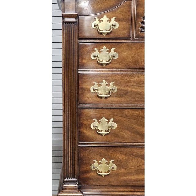 Wood Late 20th Century Kittinger Williamsburg Cw-190 Mahogany Chippendale Bombe Highboy Rare 150 Made For Sale - Image 7 of 15
