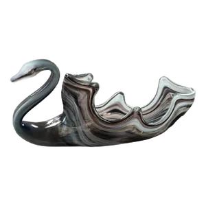 1960s Slag Glass Swan Centerpiece Bowl