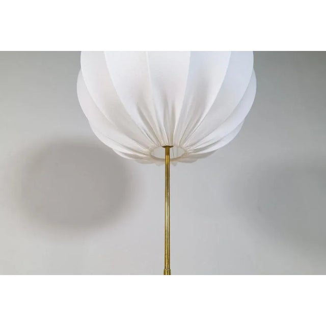 Metal Mid-Century Brass Floor Lamp with Round Cotton Shade from Asea, Sweden, 1960s For Sale - Image 7 of 16