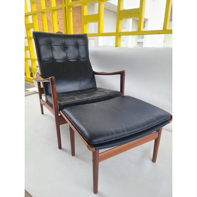Orenas Teak Leather Lounge Chair Ib Kofod Larsen For Sale - Image 10 of 17