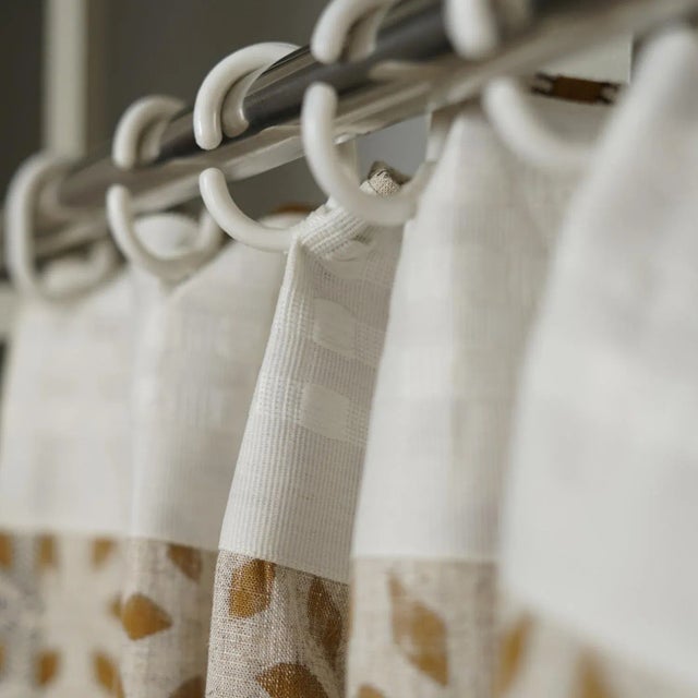 Not Yet Made - Made To Order Fabdivine Block Print Viscose Coloured Linen Ring Curtain Shatkon Size- 54"Wx63"L For Sale - Image 5 of 7