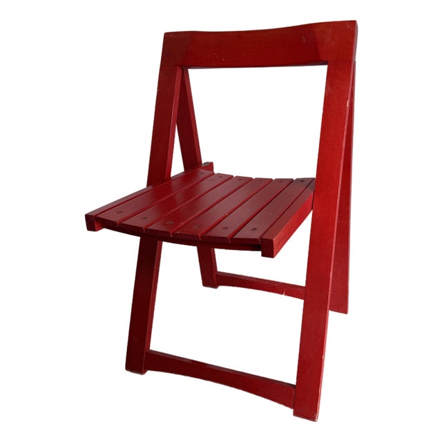 Mid-Century Modern Red Folding Chair For Sale