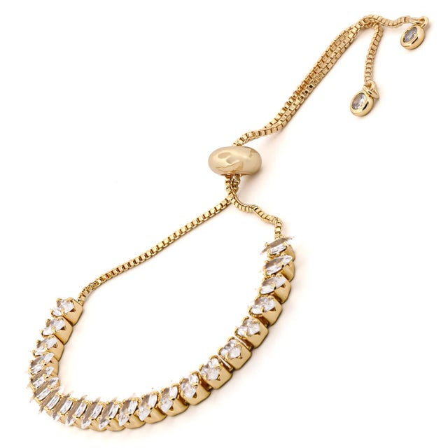 Brass Sparkly Diamond Adjustable Fashion Bracelet For Sale - Image 8 of 10