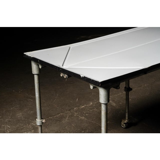 Vintage Industrial Rolling Porcelain Embalming Table For Sale - Image 4 of 8