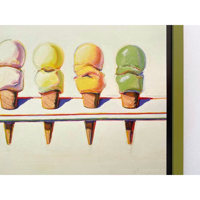Wayne Thiebaud Vintage Modernist Framed Pop Art Lithograph Print " Four Ice Cream Cones " 1964 For Sale - Image 10 of 12