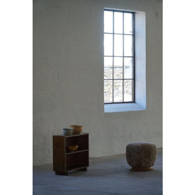 Gold Art Deco Danish Sculptural Round Stool in Fabric & Burl Wood, 1940s For Sale - Image 8 of 15