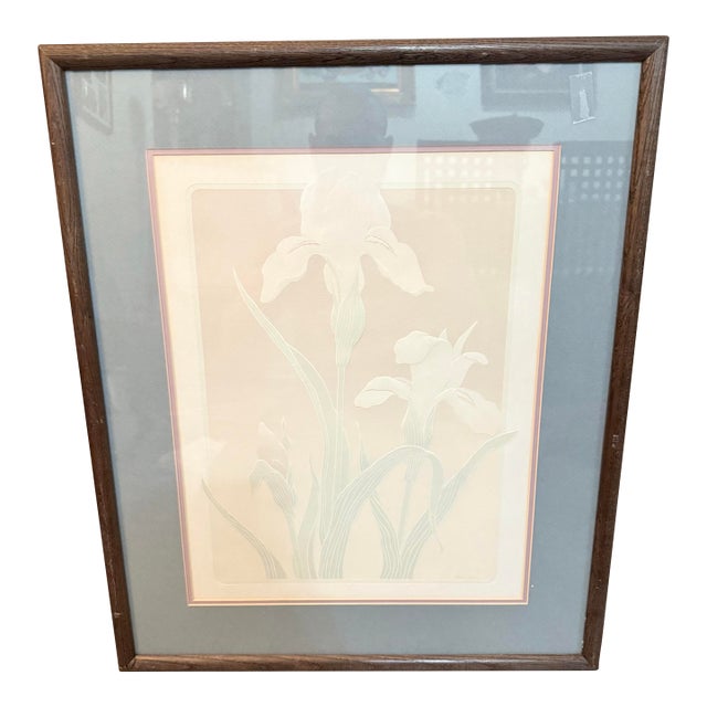 Denise Harris Signed 1987 Hand Embellished Serigraph 25x21 Art Lily Flower For Sale