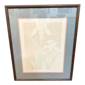Denise Harris Signed 1987 Hand Embellished Serigraph 25x21 Art Lily Flower
