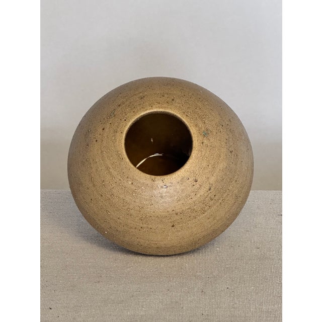 "Triangle" Vase with Textured Glaze, 4.5 dia x 4 h, glazed inside, fun little piece, unsigned