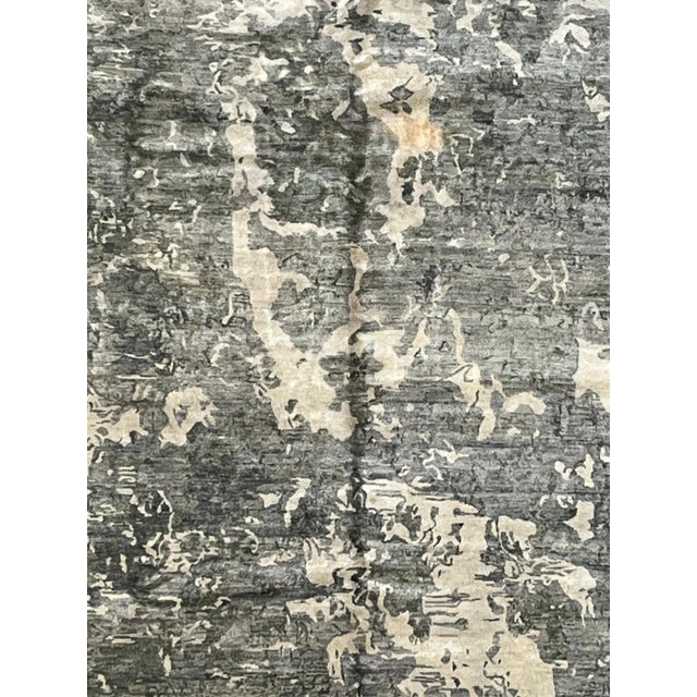 Silk and wool pile genuine hand made very fine Modern style rug -