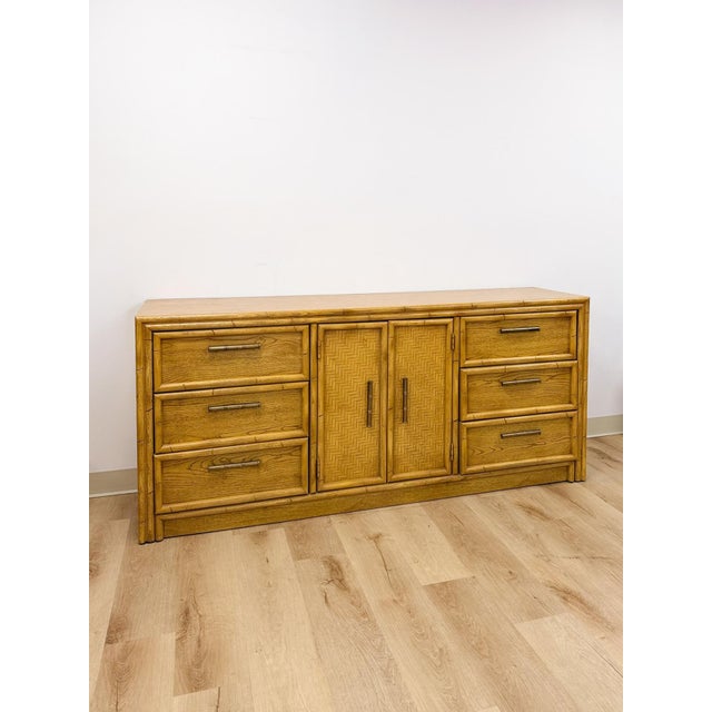 Lea Furniture Faux Bamboo Nine Drawer Dresser Vintage Coastal Bedroom Furniture For Sale - Image 4 of 11
