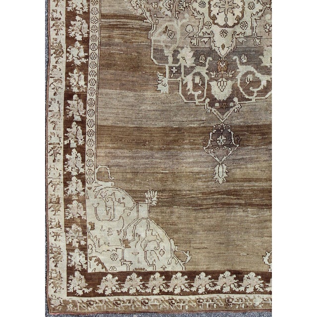 Tribal Vintage Turkish Kars Rug With Shades of Brown, Cream, and Ivory Medallion Motif 8'0"x12'5" For Sale - Image 3 of 8