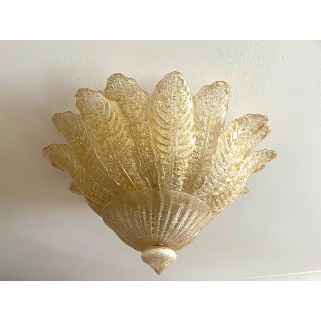 Golden Murano Glass Flush Mount from Barovier & Toso, Italy For Sale - Image 3 of 16