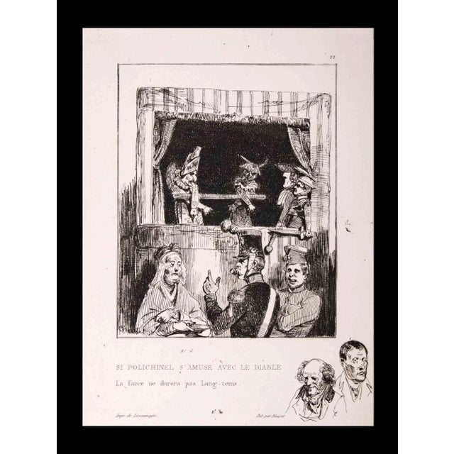 Si Polichinel s'amuse avec le diable is an original artwork realized by Nicolas Toussaint Charlet (1792-1845). Lithograph...