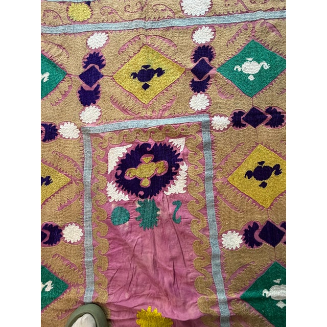 Textile Pink Cotton Suzani Prayer Niche Wall Hanging For Sale - Image 7 of 9