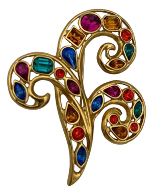 Yves Saint Laurent Ysl Gold Tone Brooch